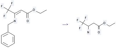 The Ethyl-3-amino-4, 4, 4-trifluorobutyrate can be prepared by Ethyl (Z)-4, 4, 4-trifluoro-3-benzylamino-2-butenoate at ambient temperature.